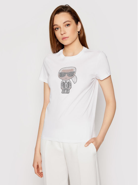 T-shirt damski KARL LAGERFELD biały