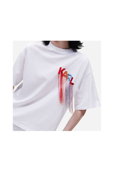 T-shirt damski KARL LAGERFELD biały, czarny, czerwony